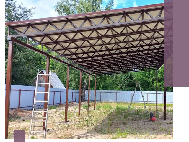 Односкатные навесы под ключ в Долгопрудном — изготовление и монтаж