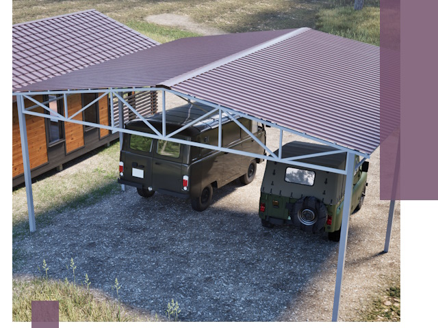 Двускатные навесы под ключ в Долгопрудном — изготовление и монтаж